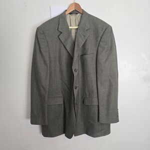 Brooks Brothers Worsted Wool Sport Coat Blazer 45L Brown Microplaid 3 Button